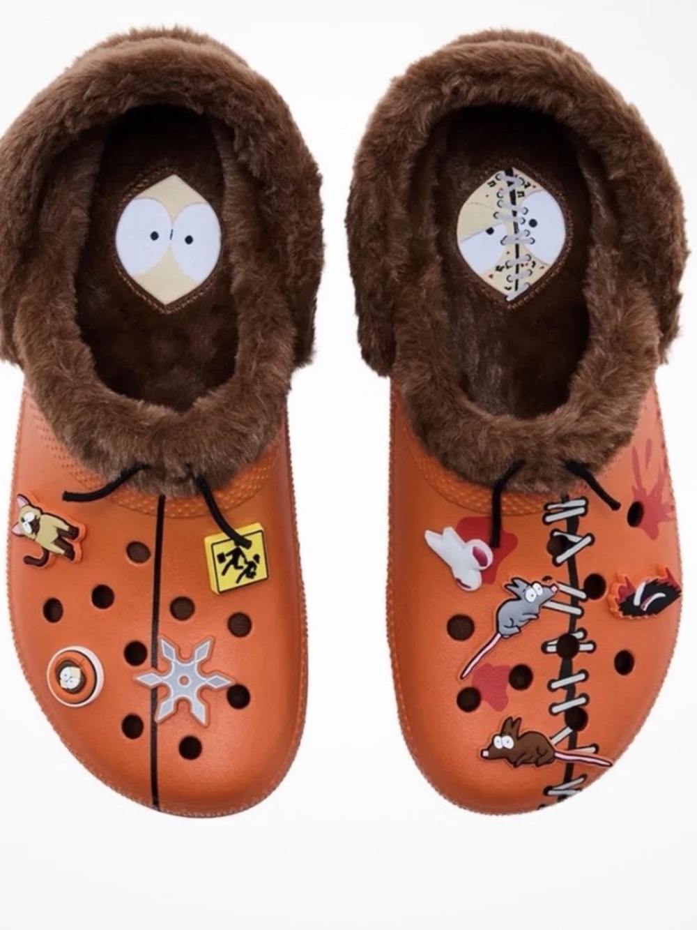 CROCS South Park Kenny Orange Fleece-Lined Clogs with jibbitz! New! M8 W 10